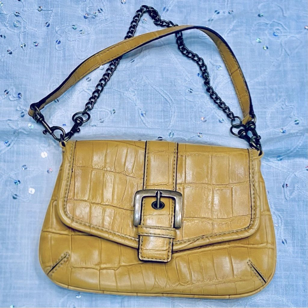 Nine West Y2K Bag Croc Embossed Leather, Cheetah Print Lining, Adaptable Strap
